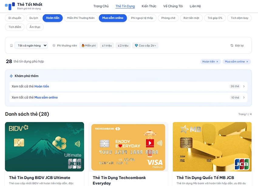 Tìm thẻ tín dụng phù hợp với nhóm người thường mua sắm online